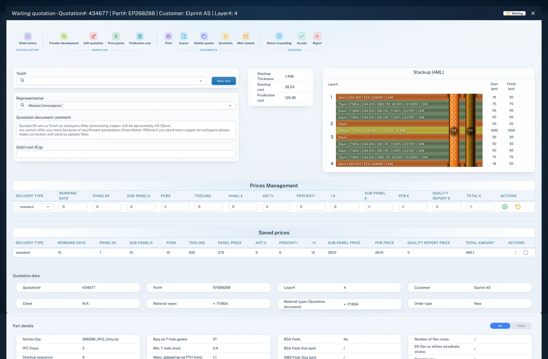 Blueprint Quotation Pricing Matrix